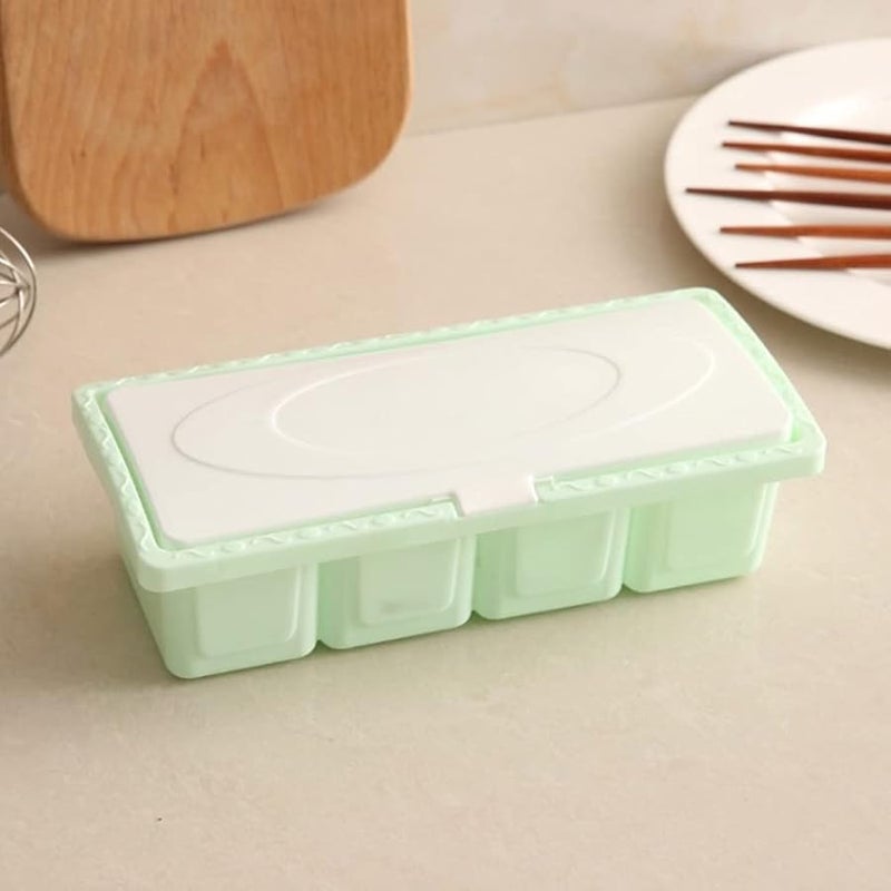 Green Kitchen Seasoning Storage Box With Cover Plastic Condiment Jars For Salt Sugar - Image 2